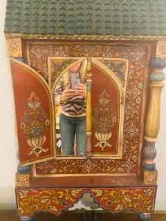 Handmade Moucharabeih Vintage Moroccan Mirror with Two Doors - 1330969