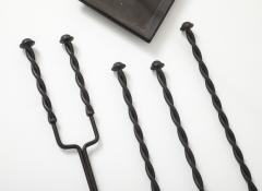 Handmade Twisted Iron Fireplace Tools - 4750907