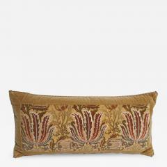 Handmade Yellow Velvet Pillow with 19th Century Silk Embroidered Panel - 4484199