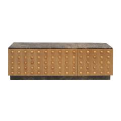 Handmade carved oak sideboard with emperor marble top Italy - 4057363
