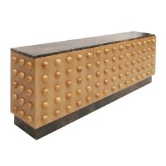 Handmade carved oak sideboard with emperor marble top Italy - 4057364