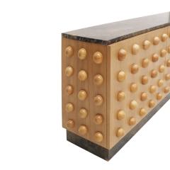 Handmade carved oak sideboard with emperor marble top Italy - 4057365
