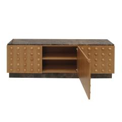 Handmade carved oak sideboard with emperor marble top Italy - 4057366