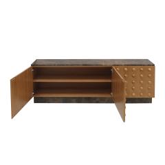 Handmade carved oak sideboard with emperor marble top Italy - 4057368