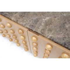 Handmade carved oak sideboard with emperor marble top Italy - 4057370