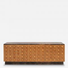 Handmade carved oak sideboard with emperor marble top Italy - 4121224