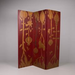 Handpainted 3 panel screen with jungle motif France c 1970s - 4304817