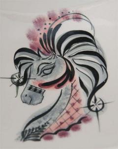 Handpainted Carnival Horse square Platter - 1803442