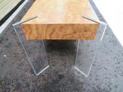 Handsome Burl Laminate Game Table Desk with Lucite Chair - 1402637