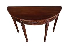 Handsome English George III Hepplewhite Style Carved Mahogany Demilune Table - 3945995