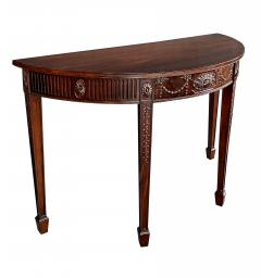 Handsome English George III Hepplewhite Style Carved Mahogany Demilune Table - 3945996