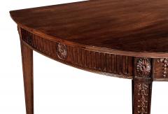 Handsome English George III Hepplewhite Style Carved Mahogany Demilune Table - 3945997