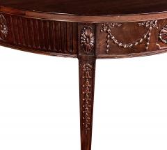 Handsome English George III Hepplewhite Style Carved Mahogany Demilune Table - 3945998