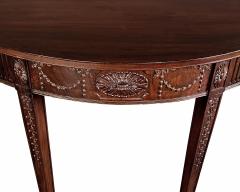 Handsome English George III Hepplewhite Style Carved Mahogany Demilune Table - 3945999