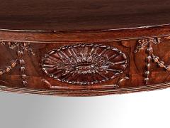 Handsome English George III Hepplewhite Style Carved Mahogany Demilune Table - 3946000