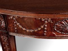 Handsome English George III Hepplewhite Style Carved Mahogany Demilune Table - 3946002