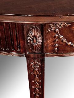 Handsome English George III Hepplewhite Style Carved Mahogany Demilune Table - 3946003