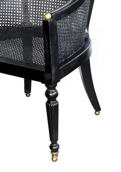 Handsome English Regency Style Ebonized Library Chair - 3337631