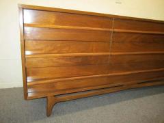 Handsome Mid century Modern Bowed Front Walnut Credenza - 1749007