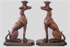 Handsome Pair of American Carved Wooden Greyhounds Mounted as Lamps - 1086199