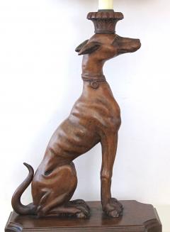 Handsome Pair of American Carved Wooden Greyhounds Mounted as Lamps - 1086200