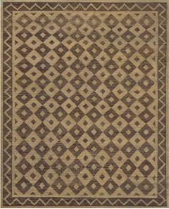 Handwoven Checkered Hemp Rug - 2364782