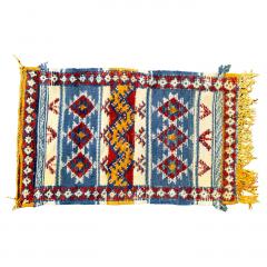 Handwoven Moroccan Wool Rug in Blue White - 3577549