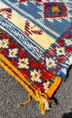 Handwoven Moroccan Wool Rug in Blue White - 3577552