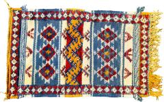Handwoven Moroccan Wool Rug in Blue White - 3577628