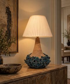 Hanne Stent j Large Brutalist Table Lamp Blue Stoneware Denmark 1979 - 4802626