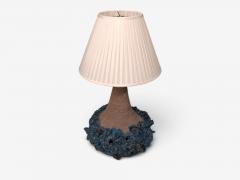 Hanne Stent j Large Brutalist Table Lamp Blue Stoneware Denmark 1979 - 4802627