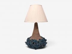 Hanne Stent j Large Brutalist Table Lamp Blue Stoneware Denmark 1979 - 4802628