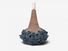 Hanne Stent j Large Brutalist Table Lamp Blue Stoneware Denmark 1979 - 4802629