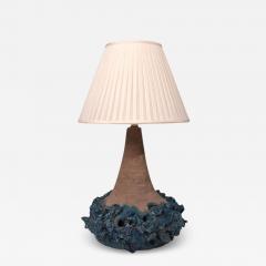 Hanne Stent j Large Brutalist Table Lamp Blue Stoneware Denmark 1979 - 4804958