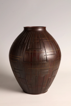 Hannya Kankei Patinated and Inlaid Bronze Flower Vase 1980s - 4123666