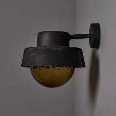 Hans Agne Jakobsson 1970s Metal Amber Glass Outdoor Sconce Attributed to Hans Agne Jakobsson - 4587644