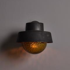 Hans Agne Jakobsson 1970s Metal Amber Glass Outdoor Sconce Attributed to Hans Agne Jakobsson - 4587650