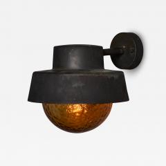 Hans Agne Jakobsson 1970s Metal Amber Glass Outdoor Sconce Attributed to Hans Agne Jakobsson - 4588661