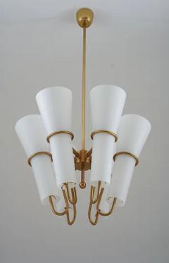 Hans Agne Jakobsson Chandelier in Brass and Opaline Glass by Hans Agne Jakobsson - 3336088