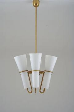 Hans Agne Jakobsson Chandelier in Brass and Opaline Glass by Hans Agne Jakobsson - 3336102