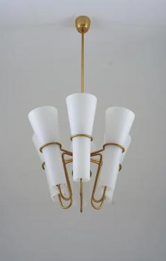 Hans Agne Jakobsson Chandelier in Brass and Opaline Glass by Hans Agne Jakobsson - 3336111