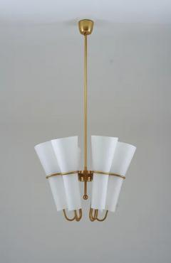 Hans Agne Jakobsson Chandelier in Brass and Opaline Glass by Hans Agne Jakobsson - 3336134