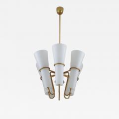 Hans Agne Jakobsson Chandelier in Brass and Opaline Glass by Hans Agne Jakobsson - 3341123