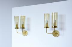 Hans Agne Jakobsson Hans Agne Jackobsson pair of sconce wall lights mod V169 2 in brass and glass - 2434533