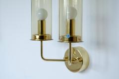 Hans Agne Jakobsson Hans Agne Jackobsson pair of sconce wall lights mod V169 2 in brass and glass - 2434574