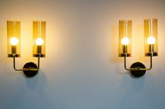 Hans Agne Jakobsson Hans Agne Jackobsson pair of sconce wall lights mod V169 2 in brass and glass - 2434581