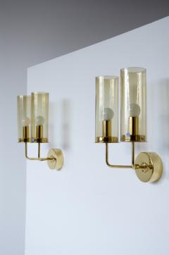 Hans Agne Jakobsson Hans Agne Jackobsson pair of sconce wall lights mod V169 2 in brass and glass - 2434591