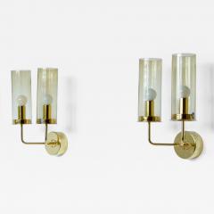 Hans Agne Jakobsson Hans Agne Jackobsson pair of sconce wall lights mod V169 2 in brass and glass - 2440572