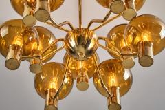Hans Agne Jakobsson Hans Agne Jakobsson Brass Chandelier Patricia for Markaryd Sweden 1960s - 2319133