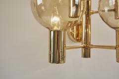 Hans Agne Jakobsson Hans Agne Jakobsson Brass Wall Lamps with Smoked Glass Shades Sweden 1960s - 2294761